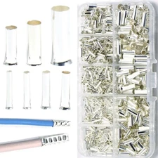 1100Pcs Copper Wire Crimp Connectors Uninsulated Bare Terminal Bootlace Ferrules