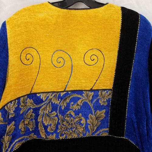 Vintage Jacket Women 18/20 Colorful Chenille Tapestry Patchwork Eclectic Art - Picture 4 of 9