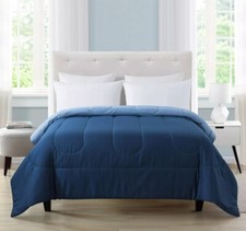 Mainstays Reversible Microfiber Comforter, Navy, Twin/Twin XL, Adult, Unisex