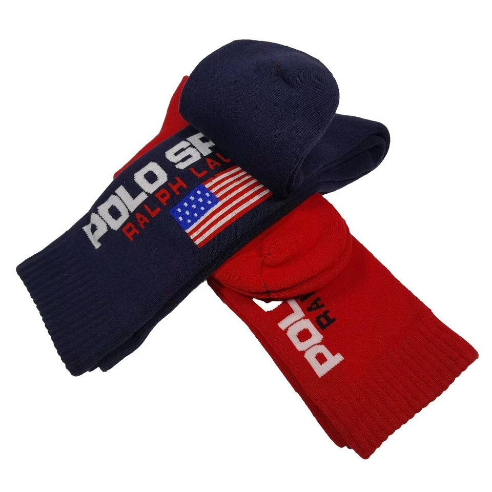Polo Sport Ralph Lauren Men's USA Flag Socks 2 Pack Red & Navy Blue Size 10-13 - Image 3 of 4