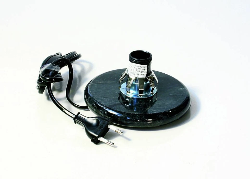 Edel Stein Nacht Tisch Lampe Calcit Kristall Rund Sockel Modern Marmor Weiss - Bild 2 von 3