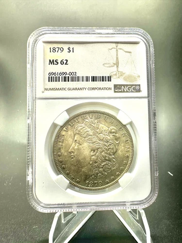 1879 Morgan Silver Dollar NGC MS62 Beautifully Yellow/gold Dual Toned.