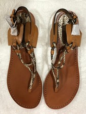 Coach New York Coco Print/Veg Leather Size 10 Natural/Ginger Sandals