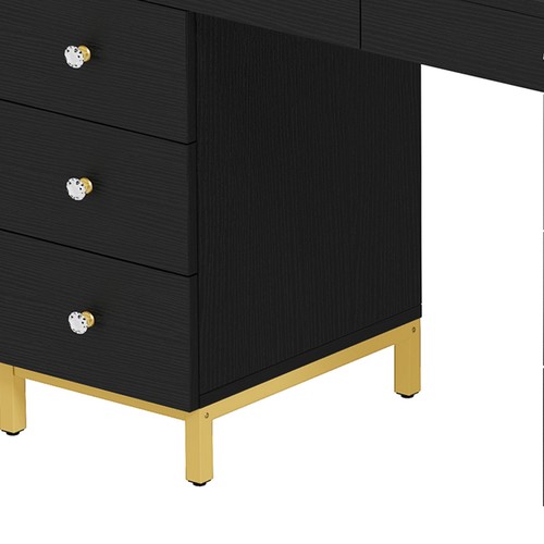 Vanity Desk Set with LED Lighted Mirror & Power Outlet Dressing Makeup Table Set - Picture 9 of 9