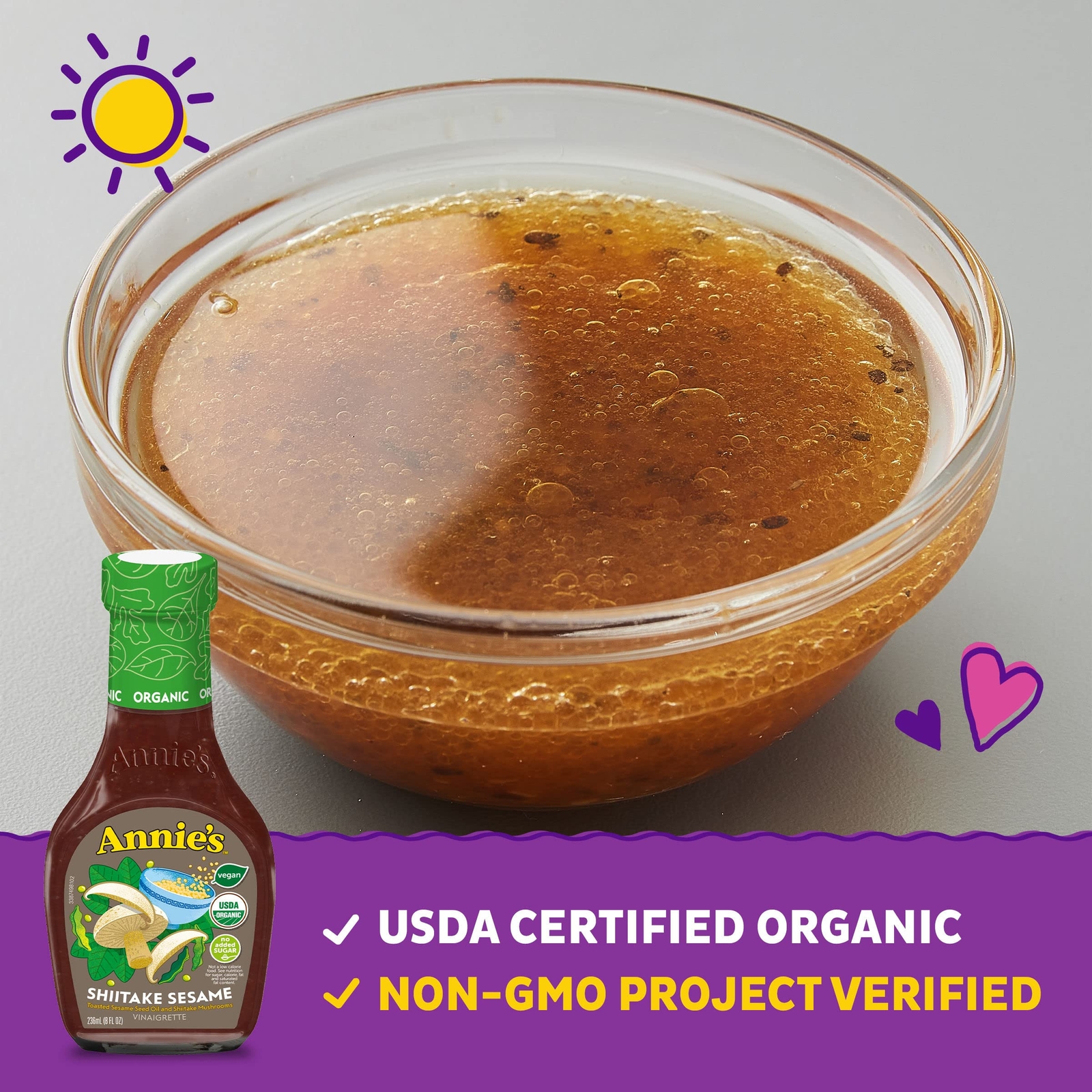 Annie's Organic Shiitake Sesame Vinaigrette Salad Dressing, Vegan, 8 oz