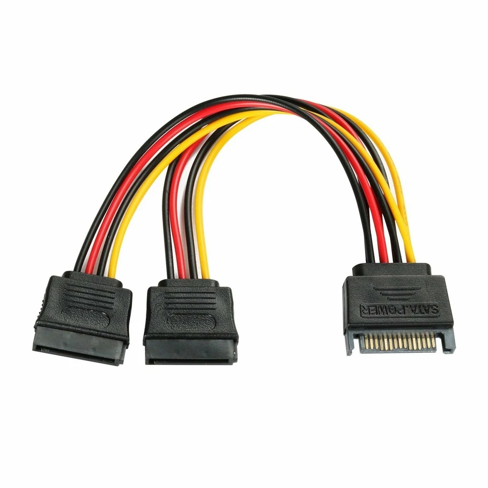2x/SATA Power 15 pin Y Splitter Cable Adapter Male to Female for HDD/Hard Drive - Image 3 of 3