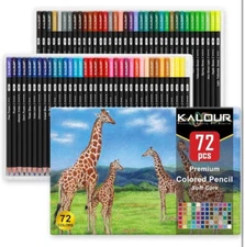 KALOUR 72 Count Colored Pencils for Adult Coloring Books Soft Core NEW Ship Incl