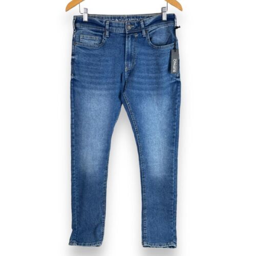NEW Buffalo David Bitton Max-X Skinny Stretch Jeans Mens 32 Authentic Worn Blue