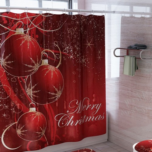 Weihnachts-Badezimmer-Duschvorhang-Set Urlaubs-Duschvorhang-Set - Bild 11 von 11