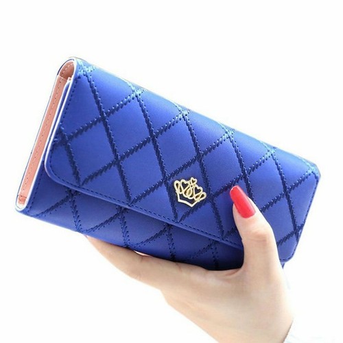 Lozenge Pattern Leather Woman Long Clutch Wallet Phone Coin Pocket Card Holder - Picture 16 of 23