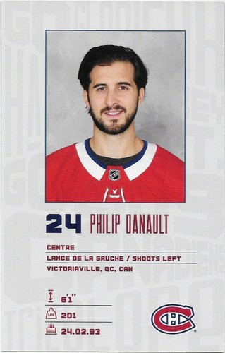 Postal autografiada de Philip Danault Montreal Canadiens 2019-20 original - Imagen 2 de 3