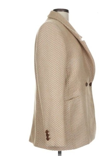 Anine Bing FIshbone Blazer Hearringbone Size Lrg Tan Cream Career Classic Wool - Picture 14 of 14