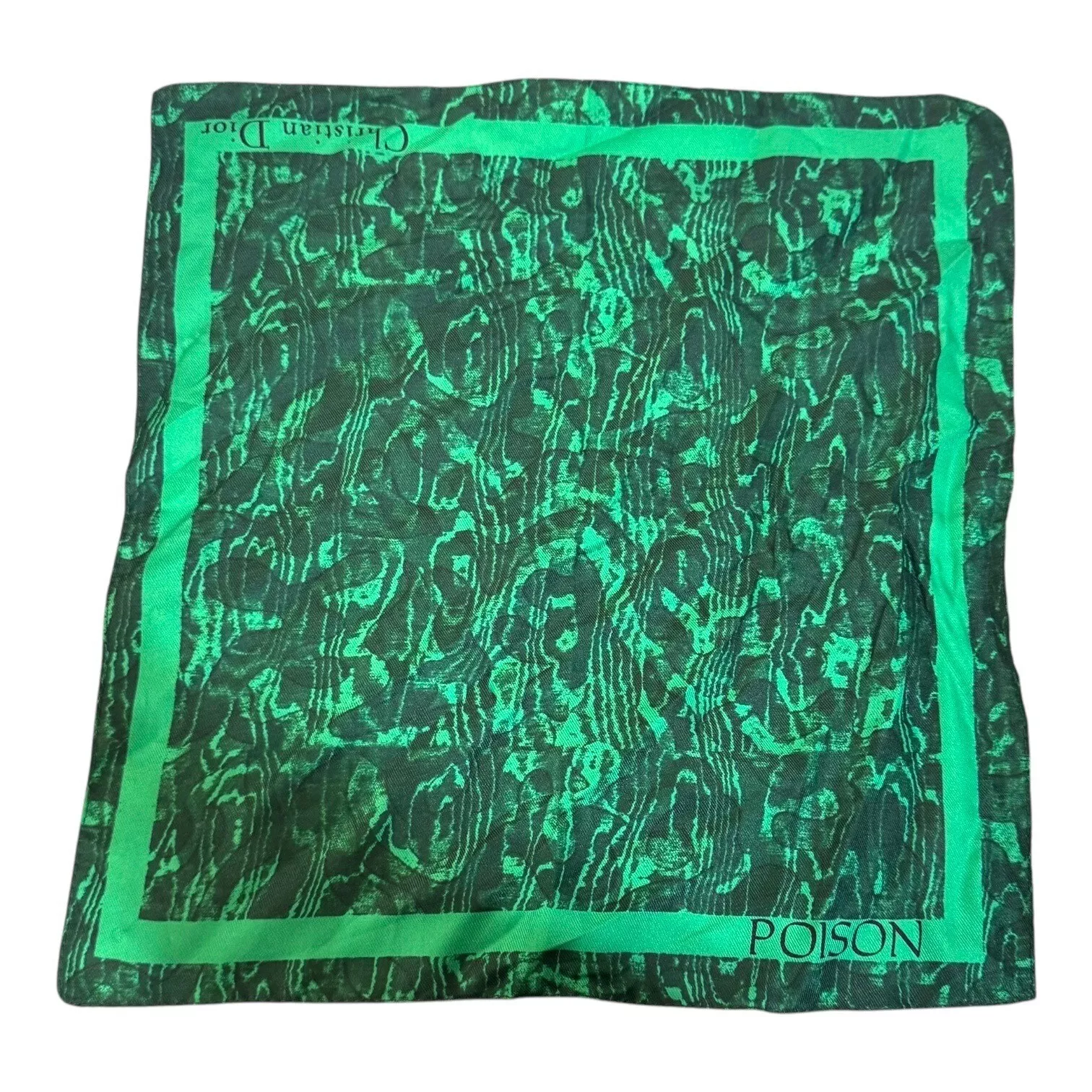 Collab Christian Dior vintage avec foulard parfum poison vert noir abstrait 13