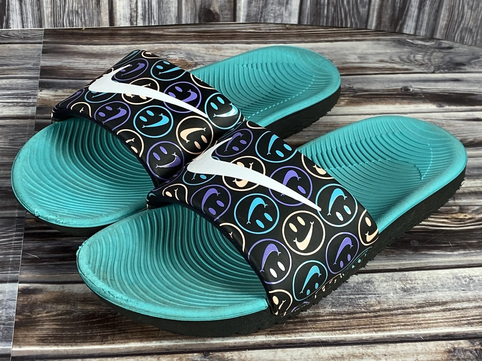 Nike Kawa Smiley Face Slide bambini ragazzi # 819358 009 taglia 3Y