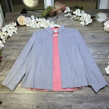 Harve Benard Open Jacket Blazer Women's Size 8 Petites Gray Pink Wool Blend