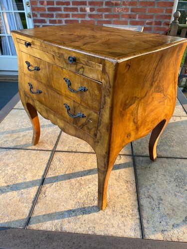 1930s-40s ITALY Louis XV Style OLIVE WOOD BOMBE CHEST OF DRAWERS SALESMAN SAMPLE - Picture 3 of 12