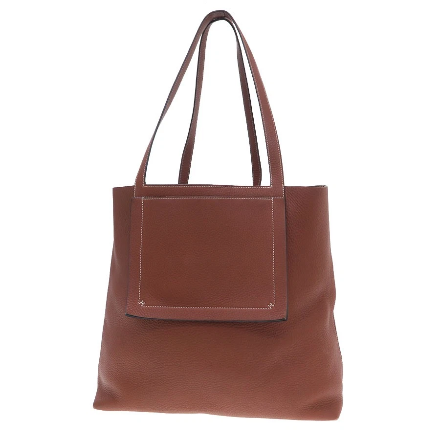 Hermes — Hermes Cabas Sellier 46 Taurillon Clemence Brown Tote Bag 2021 Z Stamp #SAB14948