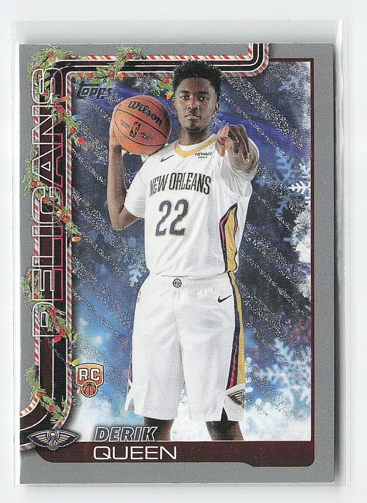 2025 Topps Holiday Derik Queen Glitter #H173 RC Pelicans