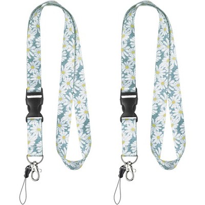 Uniclife 2 Pack Lanyards Blue Daisy Flower for Keys, 2 PCS, Base