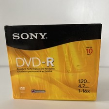 Sony DVD-R 10 Pack 120 Min 4.7 GB Recordable Media Blank Disc New