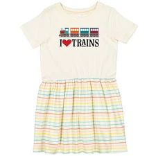 Inktastic I Love Trains Toddler Dress Choo Childs Clothing Apparel Railfan Rail