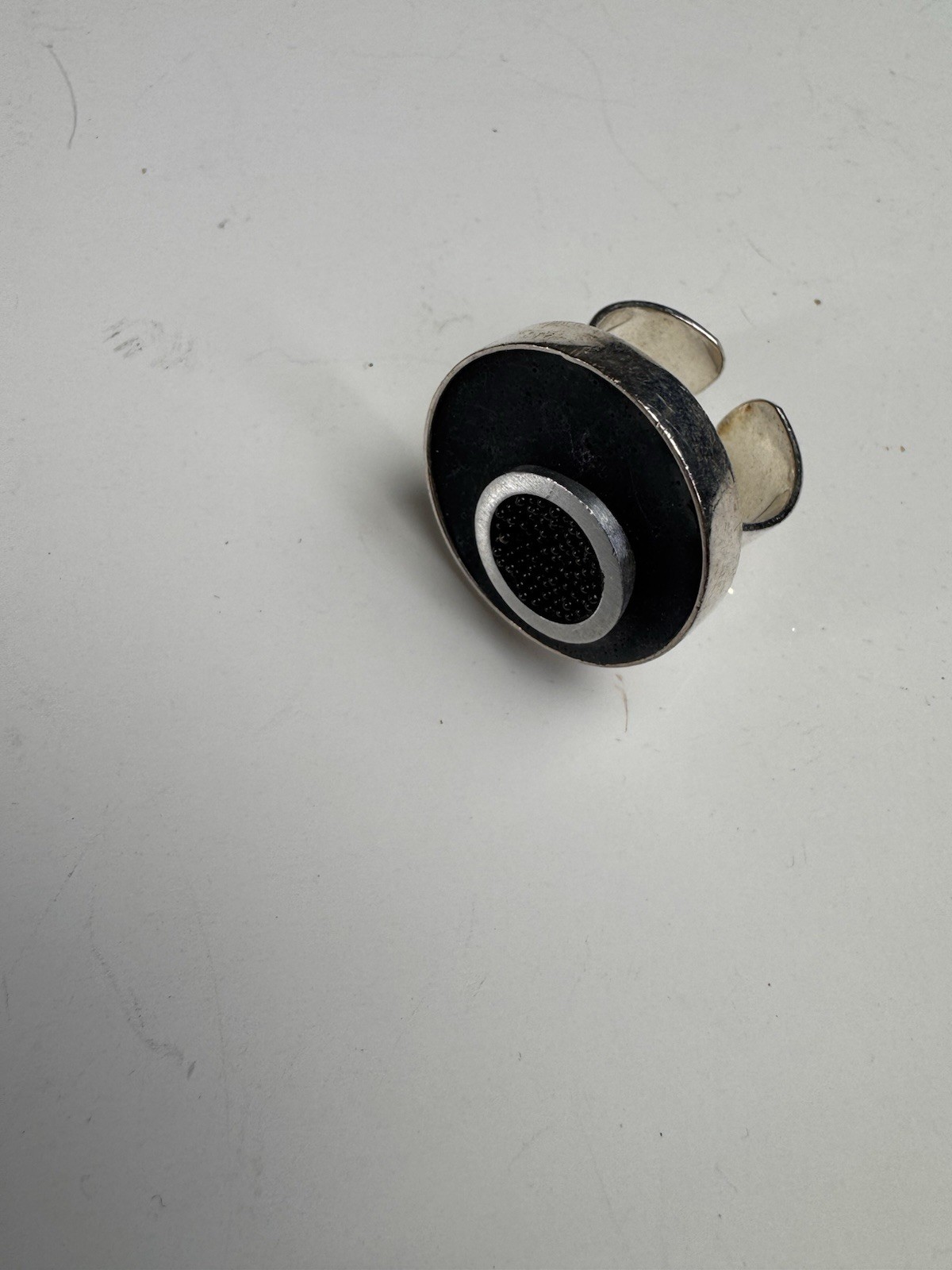 Modern Textured Statement Ring Silver Tone Adjust… - image 2