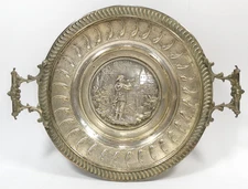 Hornist Patera Bowl Table Centerpiece Silver Plated Approx. 1900 A-2