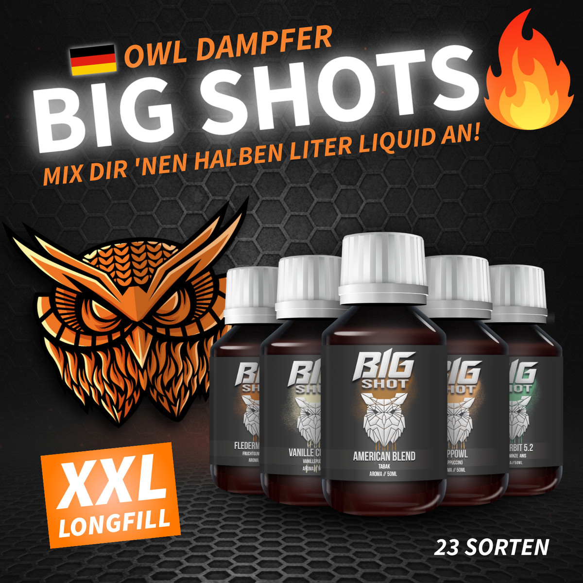 OWL Big Shot Aroma 50ml XXL | Für 500ml E-Liquid | Nur noch Base hinzufügen