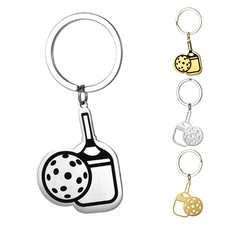 Pickleball Racket Keychain Bag Pendant Stainless Steel Small Key Holder Handy