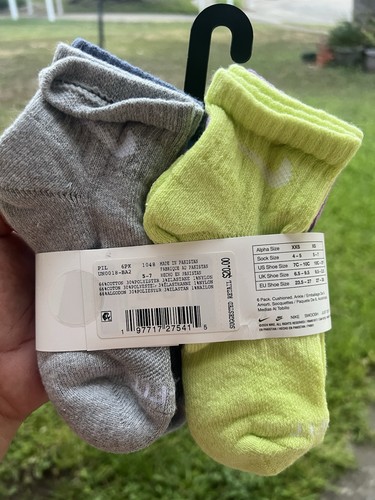 Nike Youth Kids Ankle Socks, Shoes Size 10C-3Y, Cushioned, Athletic, 6-Pack - Picture 2 of 5