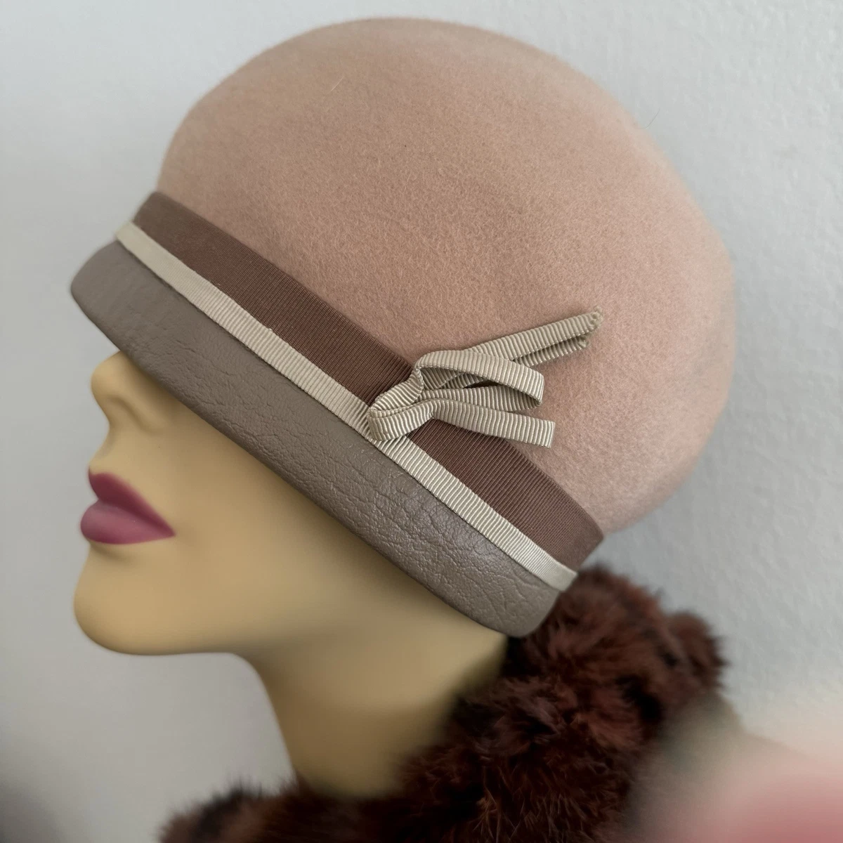 Women Hat Wool Felt Crushable Cloche Designer Brown Medium Henry Pollak Ritz Vtg 50s Ritz Henry Pollak Wool Hat — Sunset Blvd Vintage  main image 3