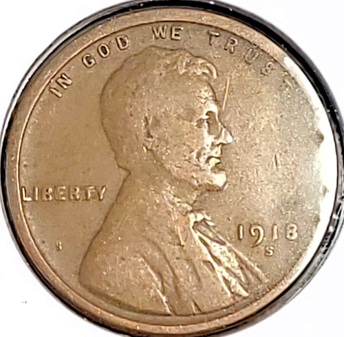 1918-S 1C BN LINCOLN CENT IN VERY GOOD CONDITON