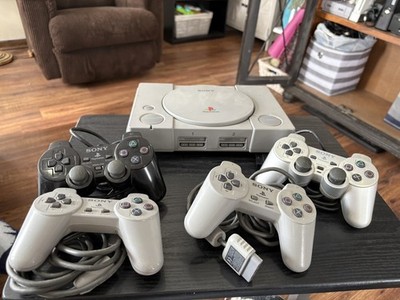 Sony PlayStation classic Gray Console With Cables & 3 Controllers powers on