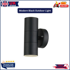 Black Outdoor Up Down Wall Light IP65 Stainless Steel + 2 GU10 LED Bulbs