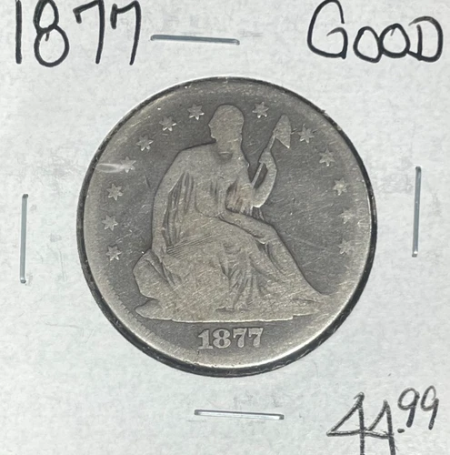 1877 SEATED LIBERTY SILVER HALF DOLLAR -GOOD ~NICE OLD COIN~