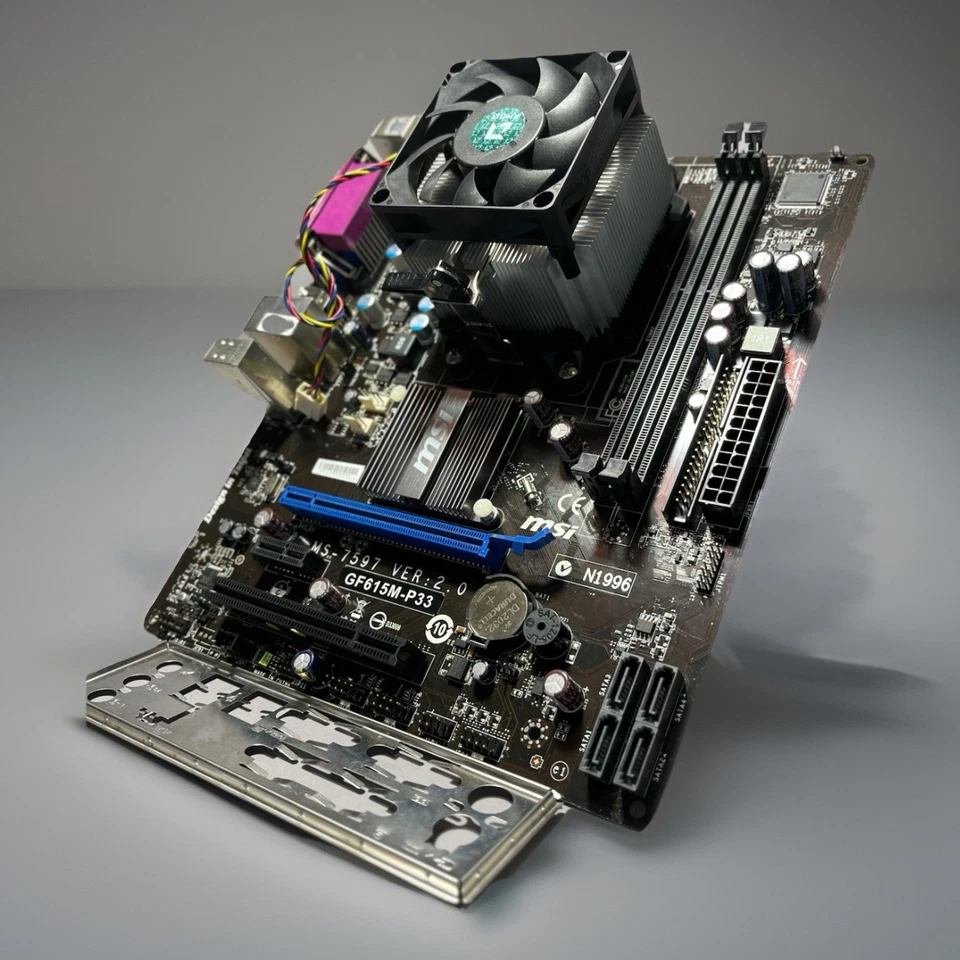 MSI GF615M-P33 V2 + AMD Phenom II X4 840 + 4 GB DDR3 + CPU-Kühler + I/O-Blende - Bild 2 von 4