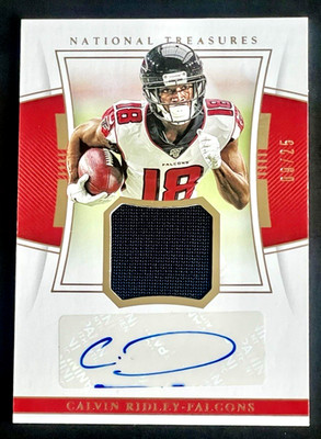 2019 National Treasures Calvin Ridley /25 AUTO Game Worn Patch Prime #MS-CR SSP