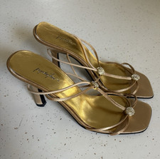 VintageJaqueline Ferrar Women s Gold Mule Hee...