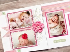 Baby Girl Scrapbook Layout, Baby Scrapbook Pages, 12 by 12 Baby Girl Pages