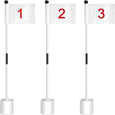 3 Set Golf Flagsticks Putting Green Flags for Yard, Stylish, Mixed