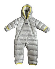 Patagonia Baby Puffer Snowsuit Hooded Full Zip Down Insulated Gray/Yellow 3-6M