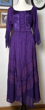 Vintage 90s Y2K Fairy Dress Purple Corset Lace Up Witchy Boho Handkerchief M