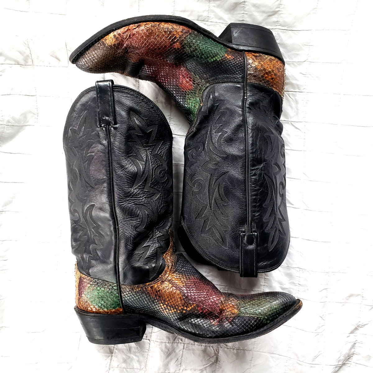 Dan Post Vintage Rainbow Python Snakeskin Western Cowboy  display picture 1