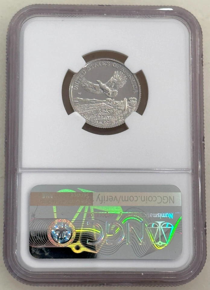 2000-W $25 PLATINUM EAGLE STATUE OF LIBERTY NGC PF70 - 1/4 Ounce - Image 2 of 2