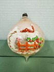 Vintage Handpainted Large Glass Ornament Poland? Christmas Scene — photo 1