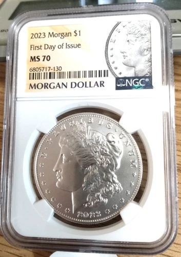 2023 $1 Morgan Silver Dollar NGC MS70 Morgan Label FDOI First Day Of Issue