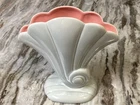 VTG Pottery Red Wing #892-Grey Shell Shape Vase-Pink Inside-MCM
