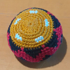 Crocheted Hacky Sack Footbag Style Ball Yellow Black Pink Handmade Crochet