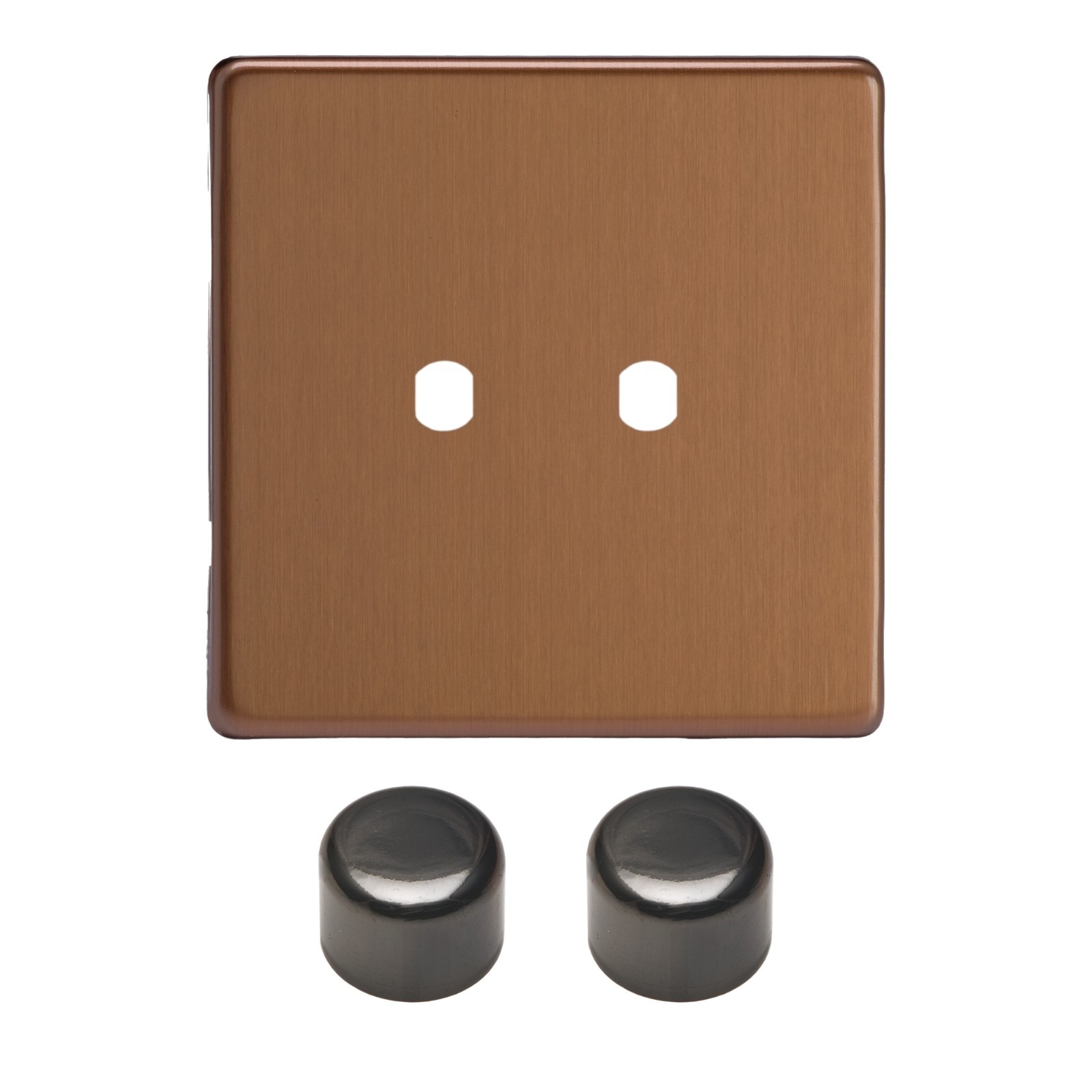 Varilight WDY2S.BZ Screwless Brushed Bronze Matrix 2 Gang Dimmer Kit inc Knobs