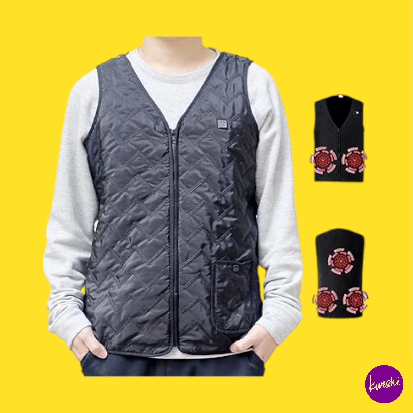 UNI-LOVE Unisex Electric Heated Vest, Size Adjustable, Black, One Size